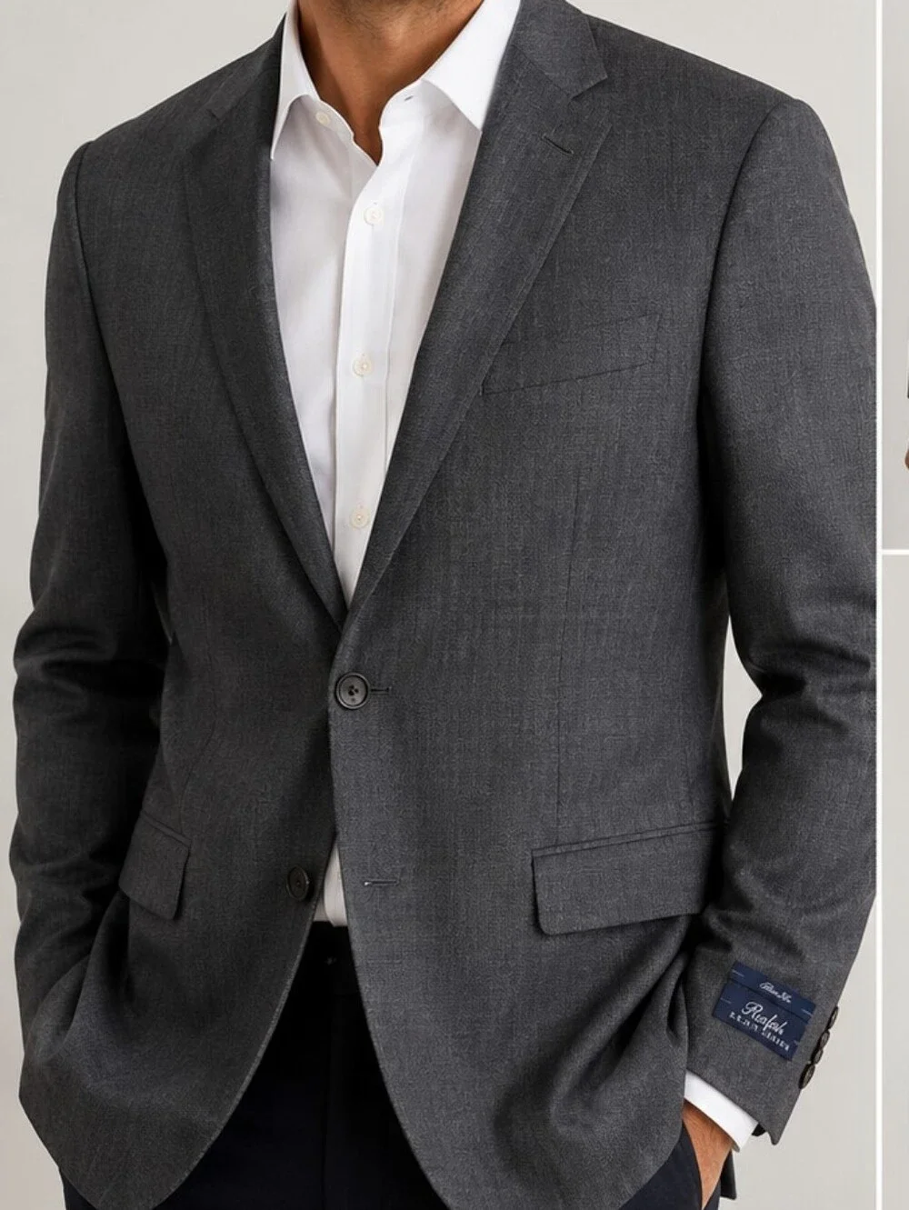 NWT Ralph Lauren Men's Slim Fit Wool Suit Blazer Gray Jacket Size 42 Long